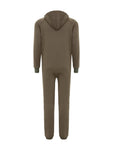 Winter Men's One-piece Thermal Hooded Jumpsuit for Casual Zip Up