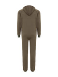 Winter Men's One-piece Thermal Hooded Jumpsuit for Casual Zip Up