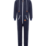 Winter Men's One-piece Thermal Hooded Jumpsuit for Casual Zip Up