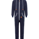 Winter Men's One-piece Thermal Hooded Jumpsuit for Casual Zip Up