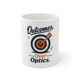 The Shift Shop — Outcomes Over Optics — Script (11oz Ceramic Mug)