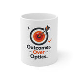 The Shift Shop — Outcomes Over Optics — Target (11oz Ceramic Mug)