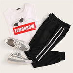 Manfinity Sporsity Men Loose Drawstring Waist Side Tape Sweatpants