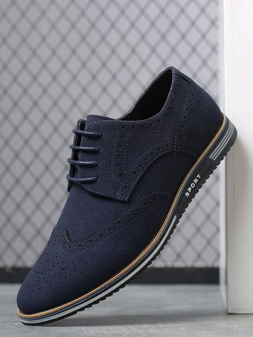 Men Wingtip Lace-up Front Dress Shoes, Round Toe Sporty Shoes For Daily - MapleCo