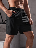 Manfinity Fitness Men Zipper Detail Sports Stretchy Shorts Summer Shorts