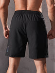 Manfinity Fitness Men Zipper Detail Sports Stretchy Shorts Summer Shorts