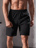 Manfinity Fitness Men Zipper Detail Sports Stretchy Shorts Summer Shorts