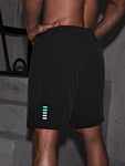 Manfinity Fitness Men Zipper Detail Sports Stretchy Shorts Summer Shorts