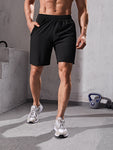 Manfinity Fitness Men Zipper Detail Sports Stretchy Shorts Summer Shorts