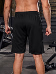 Manfinity Fitness Men Letter Graphic Slant Pocket Sports Stretchy Shorts Gym Shorts