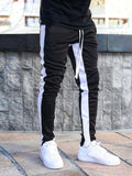 Men Contrast Panel Drawstring Sweatpants - MapleCo