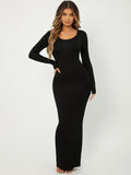 SHEIN SXY Solid Maxi Bodycon Dress - MapleCo