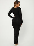 SHEIN SXY Solid Maxi Bodycon Dress - MapleCo