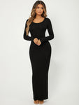 SHEIN SXY Solid Maxi Bodycon Dress - MapleCo