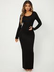 SHEIN SXY Solid Maxi Bodycon Dress - MapleCo