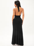 SHEIN SXY Tie Backless Split Thigh Halter Dress