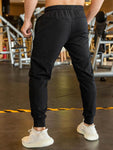 Manfinity Homme Men Drawstring Waist Solid Sweatpants Long Sweat Pant Plain Black Gym Basic