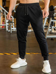 Manfinity Homme Men Drawstring Waist Solid Sweatpants Long Sweat Pant Plain Black Gym Basic