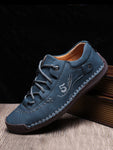 Men Minimalist Lace-up Front Dress Shoes Handmade Stitching Casual Shoes Flats Outdoor Walking Sneakers - MapleCo