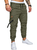 Manfinity Homme Men Flap Pocket Buckle Detail Drawstring Waist Cargo Pants - MapleCo