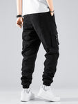 Manfinity Hypemode Men Letter Graphic Buckle Detail Flap Pocket Drawstring Waist Cargo Pants - MapleCo