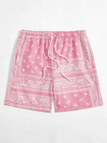 Manfinity RSRT Men Drawstring Waist Paisley Print Shorts - MapleCo