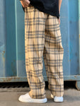 Manfinity Hypemode Loose Men's Plaid Pattern Drawstring Waist Pants - MapleCo