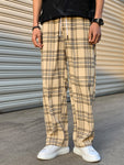 Manfinity Hypemode Loose Men's Plaid Pattern Drawstring Waist Pants - MapleCo