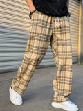 Manfinity Hypemode Loose Men's Plaid Pattern Drawstring Waist Pants - MapleCo