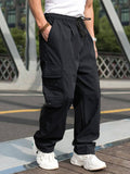 Manfinity Hypemode Men Flap Pocket Side Drawstring Waist Cargo Baggy Pants