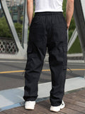 Manfinity Hypemode Men Flap Pocket Side Drawstring Waist Cargo Baggy Pants