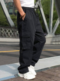 Manfinity Hypemode Men Flap Pocket Side Drawstring Waist Cargo Baggy Pants