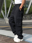 Manfinity Hypemode Men Flap Pocket Side Drawstring Waist Cargo Baggy Pants