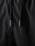 Manfinity Hypemode Men Letter Graphic Drawstring Cargo Loose Pants Long Plain Black Going Out - MapleCo