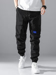 Manfinity Homme Baggy Men's Letter Patch Detail Flap Pocket Cargo Pants With Drawstring Waist