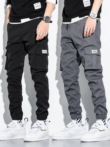 Manfinity Hypemode Men 2Pcs Patch Detail Cargo Pants Tapered Letter Plain Going Out Boyfriend Gift - MapleCo