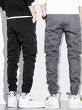 Manfinity Hypemode Men 2Pcs Patch Detail Cargo Pants Tapered Letter Plain Going Out Boyfriend Gift - MapleCo