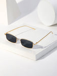 1pc Mini Metal Frame Retro Fashion Glasses, Trendy  Punk Style Gold Color Hipster Accessory