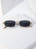 1pc Mini Metal Frame Retro Fashion Glasses, Trendy  Punk Style Gold Color Hipster Accessory