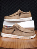 Men's Light Brown Comfortable Slip On Loafers Lace Up Design Boat Shoes - MapleCo