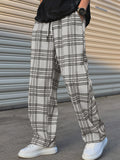 Manfinity Hypemode Loose Men's Plaid Pattern Drawstring Waist Pants - MapleCo