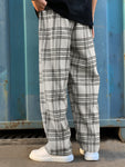 Manfinity Hypemode Loose Men's Plaid Pattern Drawstring Waist Pants - MapleCo