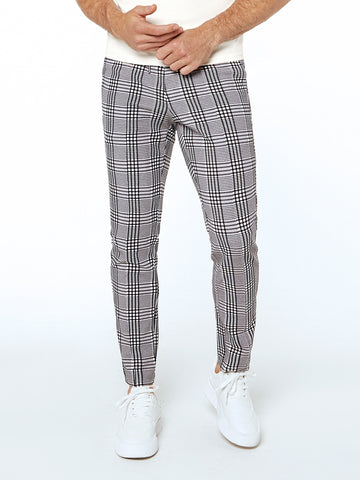 Manfinity Homme Men Plaid Print Drawstring Waist Pants Tapered Long Slacks Colorful Going Out - MapleCo