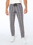 Manfinity Homme Men Plaid Print Drawstring Waist Pants Tapered Long Slacks Colorful Going Out - MapleCo