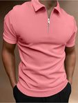 Manfinity Homme Men Quarter Zipper Polo Shirt Collar Plain Work Business Casual Polo Shirt For Boyfriend Gift - MapleCo