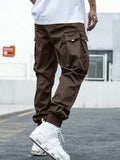 Manfinity EMRG Men Letter Graphic Flap Pocket Drawstring Waist Cargo Pants - MapleCo