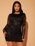 SHEIN SXY Contrast Sequin Bodycon Dress