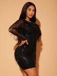 SHEIN SXY Contrast Sequin Bodycon Dress