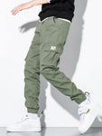 Manfinity Hypemode Men Letter Patched Flap Pocket Cargo Pants - MapleCo