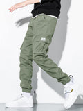 Manfinity Hypemode Men Letter Patched Flap Pocket Cargo Pants - MapleCo